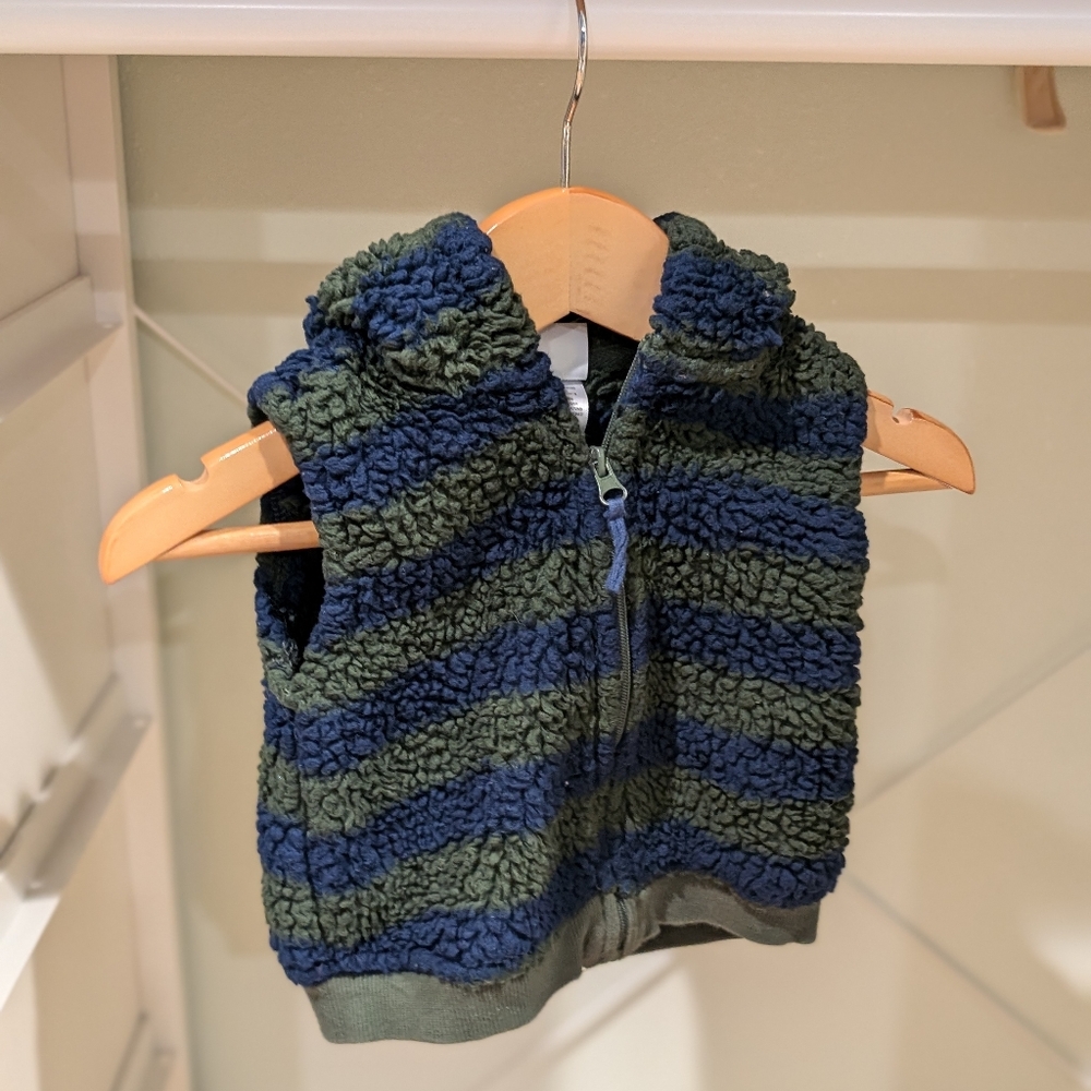 Little Me 3 month baby sherpa vest with zipper and hood